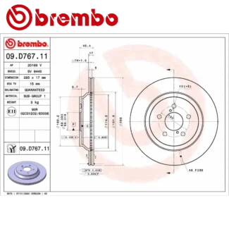 Kočioni diskovi zadnji par 1.6-2.5 SUBARU FORESTER IMPREZA XV 10.16-19 BREMBO