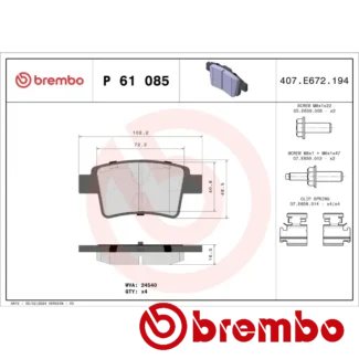 Kočione pločice zadnje CITROEN C4 GRAND PICASSO I 1.6 HDI 06-15 Brembo