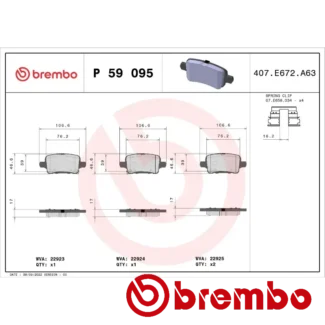 Kočione pločice zadnje OPEL Astra K Insignia B 1.0-2.0D 06.15 Brembo