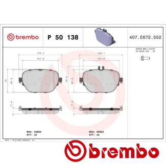 Kočione pločice zadnje MERCEDES CLS C257 E W213 2.0DH-Electric 06.16- Brembo