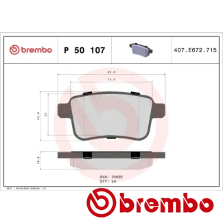 Kočione pločice zadnje MERCEDES CITAN 1.5D 11-15 Brembo