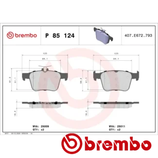 Kočione pločice zadnje AUDI A3 1.0-Electric 11-07 Brembo
