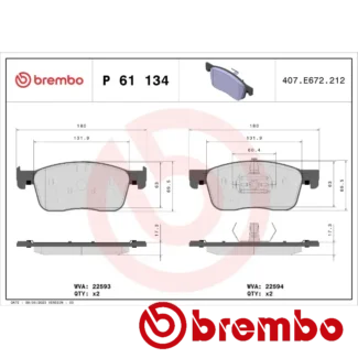 Kočione pločice prednje CITROEN JUMPY 1.2-Electric 02-16 Brembo