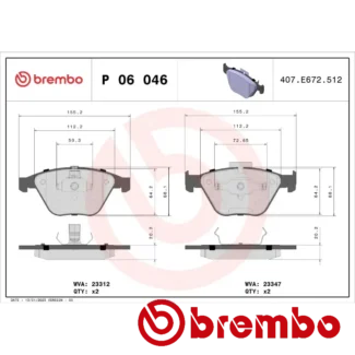 Kočione pločice prednje BMW 1 E82 3 E90 E92 E93 5 E60 2.0D 03.07-10.13 Brembo