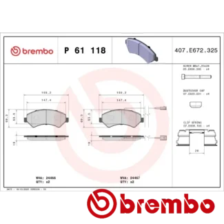 Kočione pločice prednje CITROEN JUMPER II FIAT DUCATO OPEL MOVANO 2.0D-3.0D 04-06 Brembo