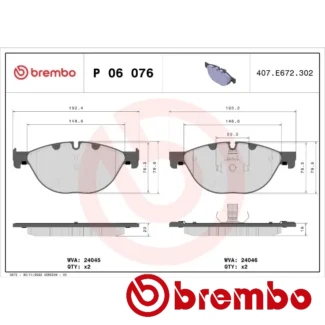 Kočione pločice prednje BMW 5 F10 F11 F07 F12 F13 2.0-4.4H 02.08-10.18 Brembo