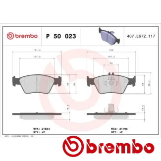 Kočione pločice prednje Mercedes-Benz C klasa 2.0 CDI 95-15 Brembo