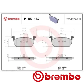 Kočione pločice prednje AUDI A1 1.0 TFSI 03-15 Brembo