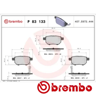 Kočione pločice zadnje GREAT WALL C30 LEXUS CT TOYOTA AURIS 1.0-1.8H 08.05- Brembo